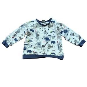 Kanz Sweatshirt Kids White Animal World Map Print Long Sleeve SIZE 9M
